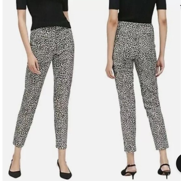 Banana Republic Pants - Banana Republic Sloan Metallic Leopard Print Pants Slimming Ankle Crop 8 #510213
